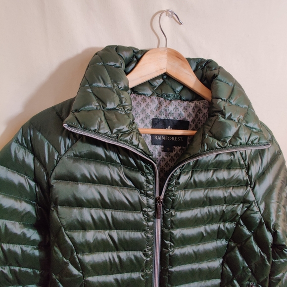 RAINFOREST Women's Emerald Green Down Full Zip Up Insulated Hood Puffer Jacket S - Picture 2 of 12